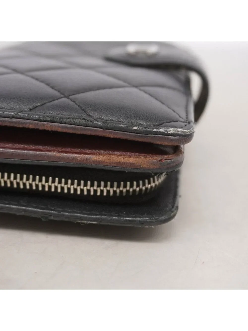 Chanel Wallet Quilted Lambskin Black Silver